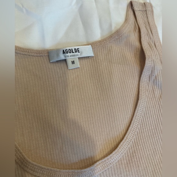 Agolde soft pink NWT ribbed tank top M - Picture 2 of 14